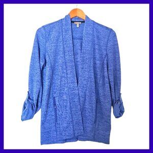 T By‎ Talbots Jacket Blue Size XS Open Front Sweatshirt  Roll Sleeve